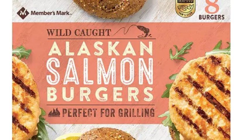 Member's Mark Wild Caught Frozen Alaskan Salmon Burgers - IlmHub Halal  Foods & Ingredients