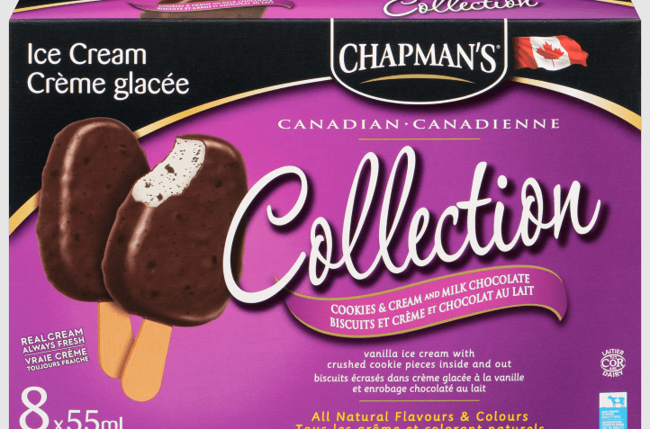 Chapmans Ice Cream Canadian Collection Bars Cookies & Cream & Milk